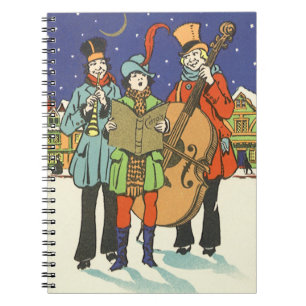 Caderno Espiral Natal Antigo, Músicos Cantando Canções de Natal co