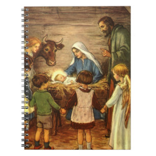 Caderno Espiral Natal Antigo, Natividade Religiosa com o Menino Je
