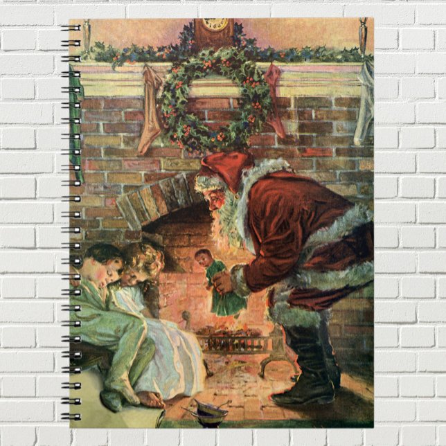 Caderno Espiral Natal Antigo, Papai Noel Vitoriano Crianças (Criador carregado)