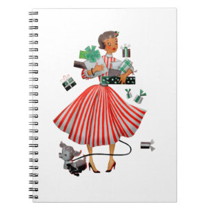 Caderno Espiral Natal de 1950 Senhora Vintage