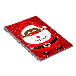 Caderno Espiral Natal de Papai Noel afro-americano