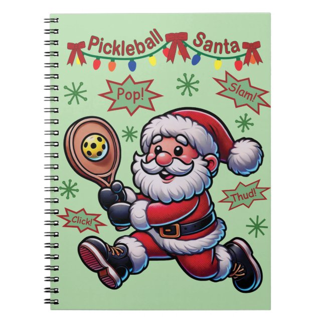 Caderno Espiral Natal do Pickleball Papai Noel (Frente)