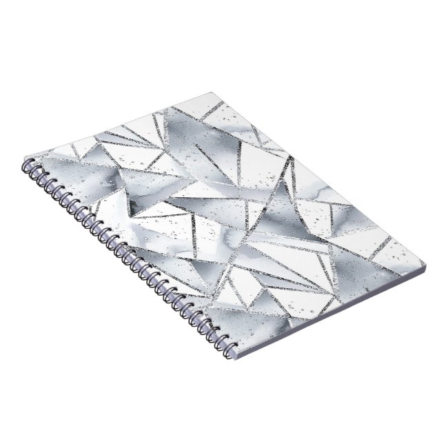 Caderno Espiral Natal dos Triângulos Brancos Chic Silver (Lado Direito)