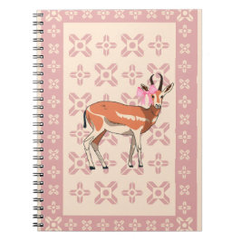 Caderno Espiral Natal Elegante Rosa com padrão de corça