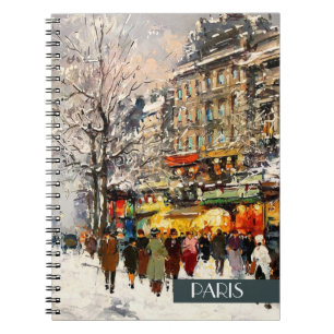 Caderno Espiral Natal em Paris. Notebook de presente natalino