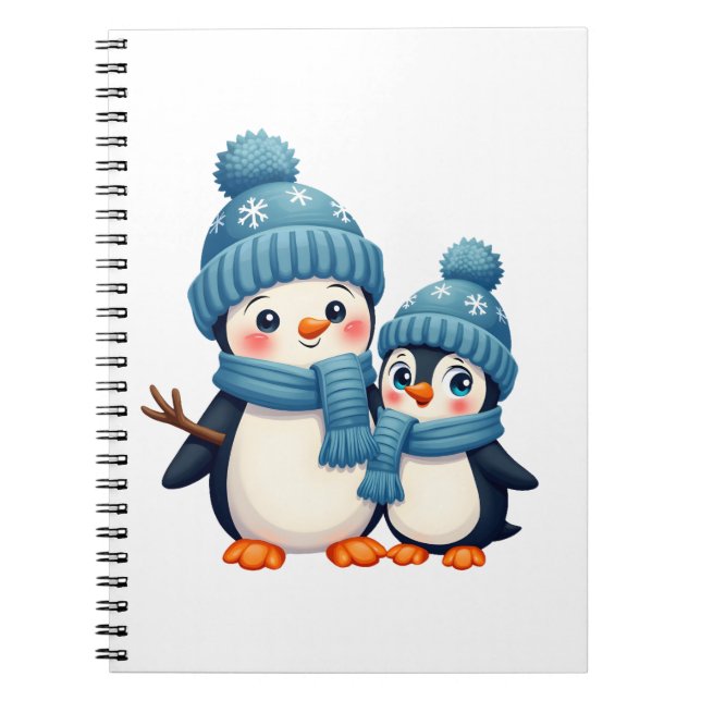 Caderno Espiral Natal Feliz Natal Para Presente Pinguim Boneco de  (Frente)