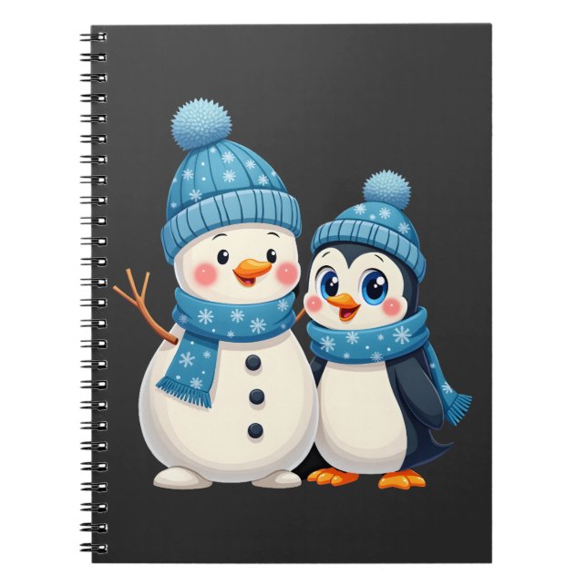 Caderno Espiral Natal Feliz Natal Para Presente Pinguim Boneco de  (Frente)