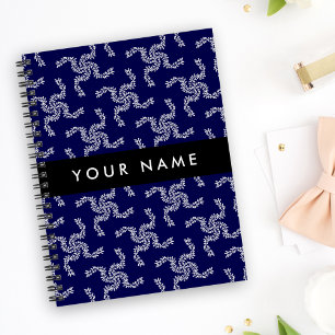 Caderno Espiral Natal Garland, Azul, Seu nome, Personalize