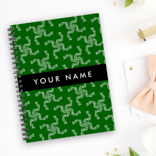 Caderno Espiral Natal Garland, Verde, Seu nome, Personalize