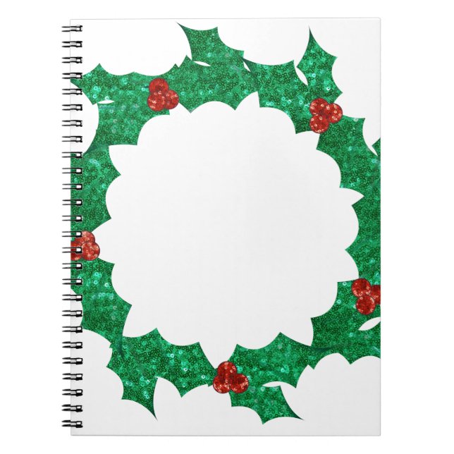 Caderno Espiral natal holly wreath (Frente)
