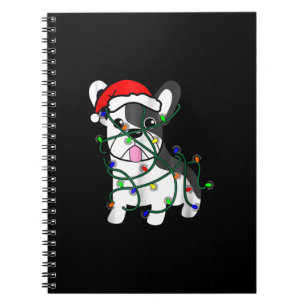 Caderno Espiral natal ilumina decoração engraçada buldogue francês