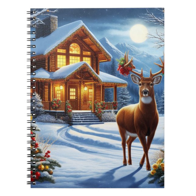 Caderno Espiral Natal/Inverno Deer Lodge (Frente)