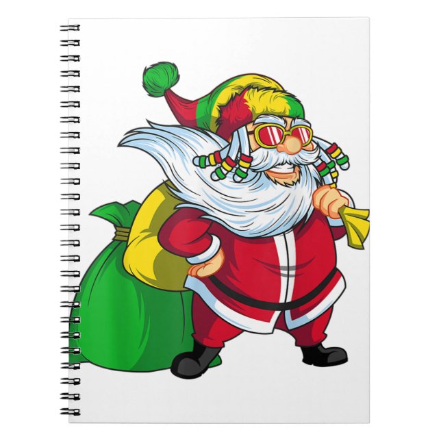 Caderno Espiral Natal jamaicano rasta santa claus rastafarian.p (Frente)