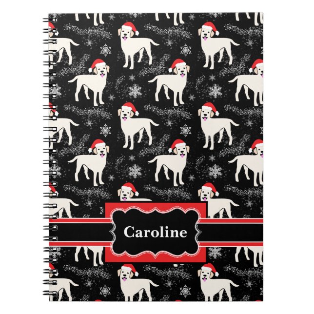 Caderno Espiral Natal Labrador Retrievers em Santa Hats (Frente)