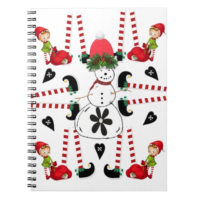 Caderno Espiral Natal Papai Noel Boneco de Neve El (Frente)