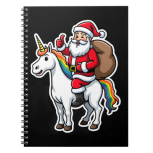Caderno Espiral Natal Papai Noel Montando Unicórnio - Garotas de X