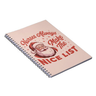 Caderno Espiral Natal Papai Noel Vintage Enfermeiras Fazem a Lista