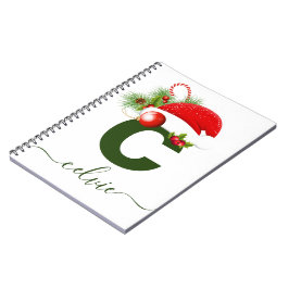 Caderno Espiral Natal personalizado simples do Monograma personali