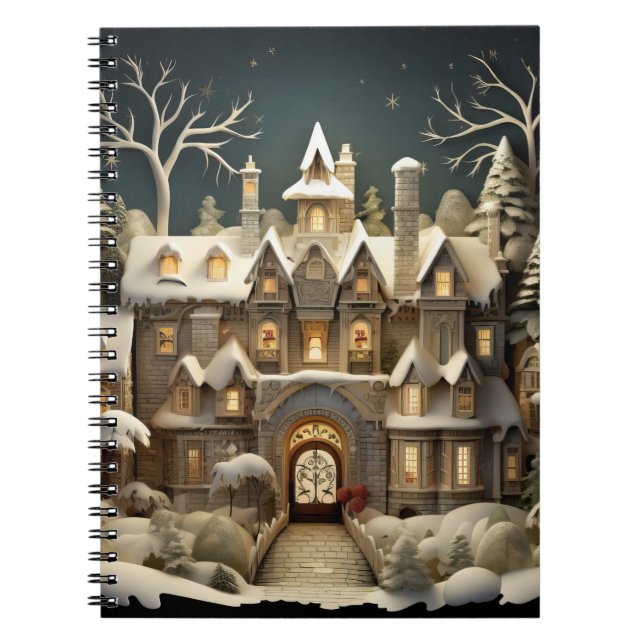 Caderno Espiral Natal Snowy Manor Storybook Wonderland (Frente)