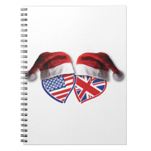 Caderno Espiral Natal UK EUA Patriotic Heats