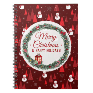 Caderno Espiral Natal vermelho moderno