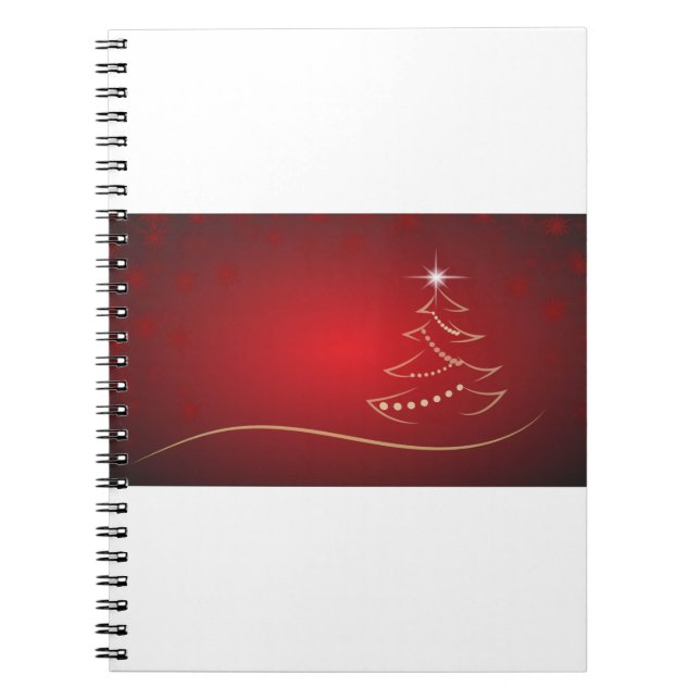 Caderno Espiral Natal Vermelho Natal Árvore Feliz Natal (Frente)