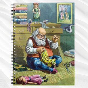 Caderno Espiral Natal vintage, bonecas do brinquedo do fazer de