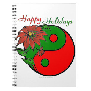 Caderno Espiral Natal Yin Yang Poinsettia