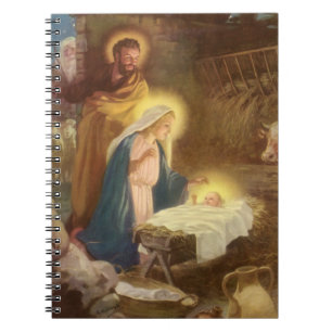 Caderno Espiral Natividade de Natal Vintage, Maria José Menino Jes