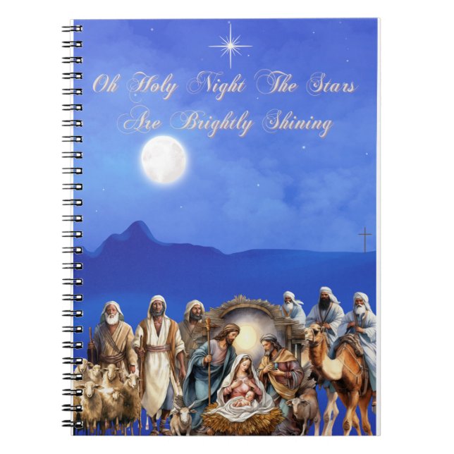 Caderno Espiral Natividade de Starlit: Oh Santa Noite (Frente)
