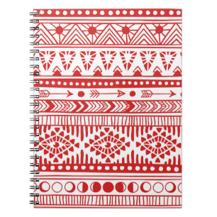 Caderno Espiral Nativo Americano: Red Ink Doodle.