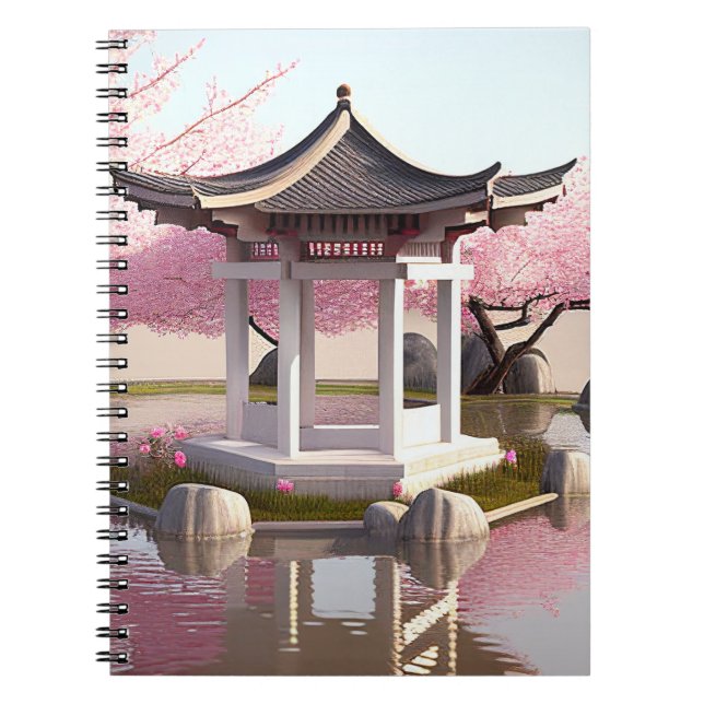 Caderno Espiral Nature Beauura Cherry Blossom Garden View (Frente)