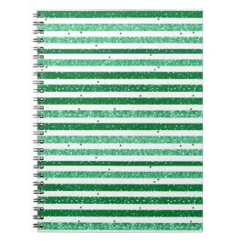Caderno Espiral Nature Green White Horizontal Glitter Stripes
