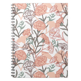 Caderno Espiral Nature Inspirou Floral: Padrão De Flor De Cravos