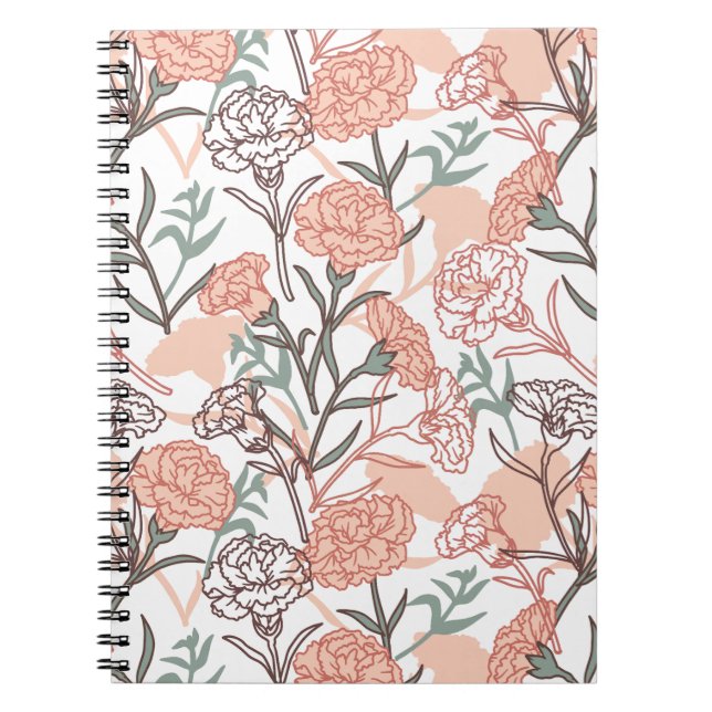 Caderno Espiral Nature Inspirou Floral: Padrão De Flor De Cravos (Frente)