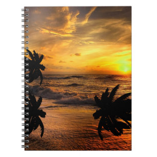 CADERNO ESPIRAL NATUREZA DA CENERIA OCEANA DE PÔRS DO SOL DE RASTR
