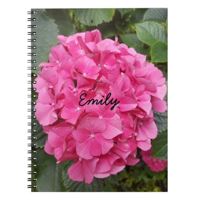 Caderno Espiral Natureza da Fotografia Floral com Flor Rosa (Frente)