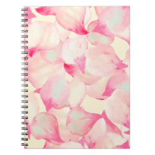 Caderno Espiral Natureza do Flor Rosa. Natureza Preta De Aquarela.