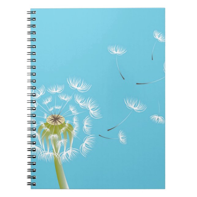 Caderno Espiral Natureza floral do dandelão azul-céu (Frente)