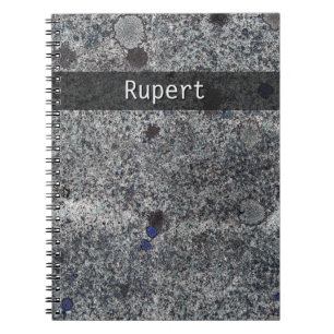 Caderno Espiral Natureza Geologia Cinza Granite Azul Detalhes Qual