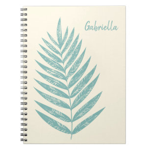 Caderno Espiral Natureza Minimalista Linha Botânica Teal Personal