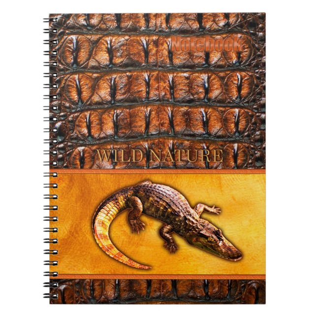 Caderno Espiral NATUREZA SELVAGEM - Coleção de design CROCODILE-DI (Frente)