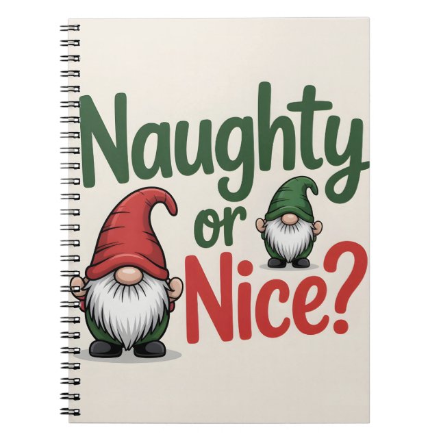 Caderno Espiral Naughty or Nice Christmas Graphic: Cute Gnomes (Frente)