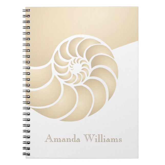 Caderno Espiral Náutico Personalizado do Shell Beige Nautilus (Frente)