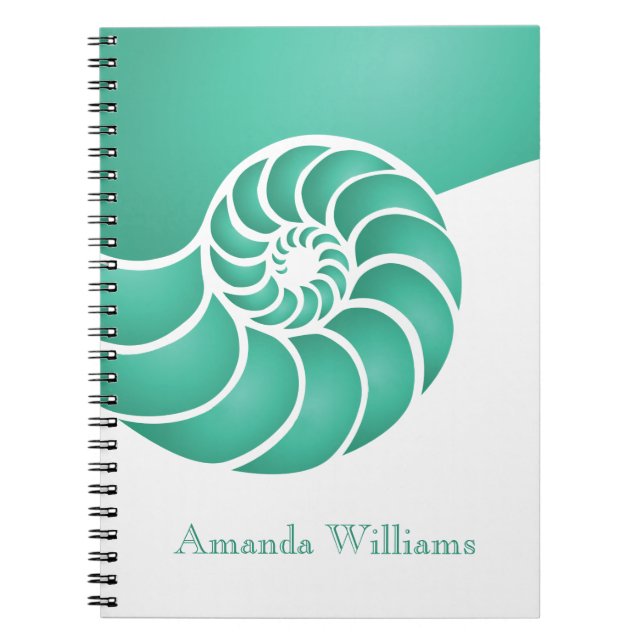 Caderno Espiral Náutico Personalizado do Shell Nautilus Aqua Profu (Frente)