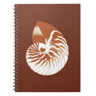 Caderno Espiral Nautilus shell - cacau castanho e branco