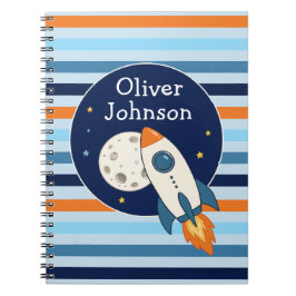 Caderno Espiral Nave Espacial Foguete Personalizada Escola Lua