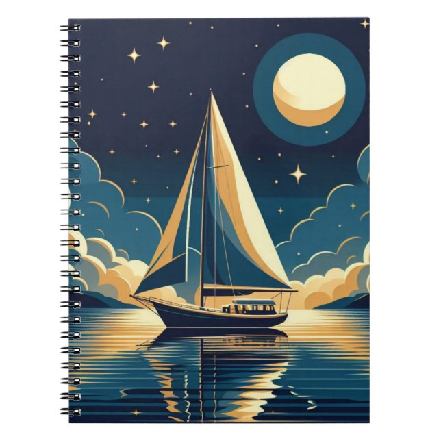 Caderno Espiral Navio à noite (Frente)