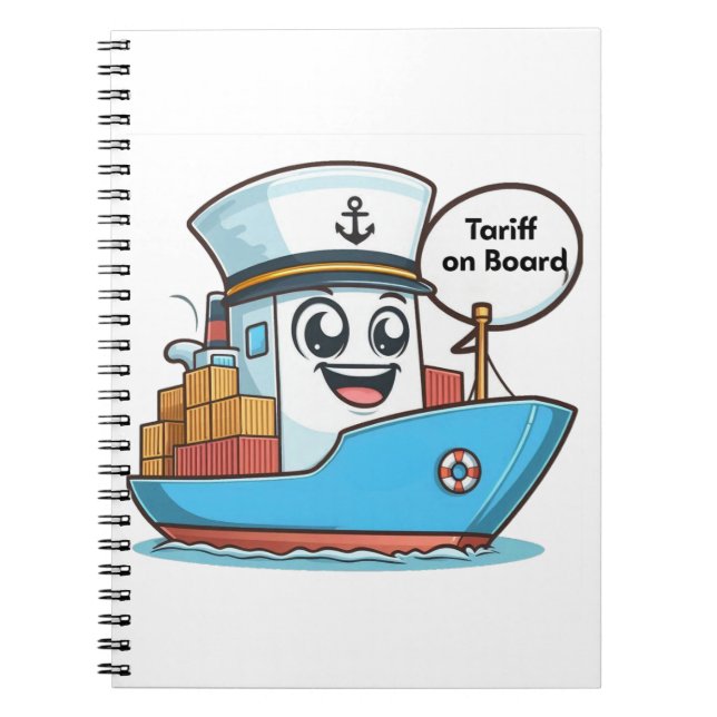 Caderno Espiral Navio de Carga de Desenho Animado Azul Brincalhão  (Frente)