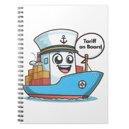 Caderno Espiral Navio de Carga de Desenho Animado Azul Divertido T